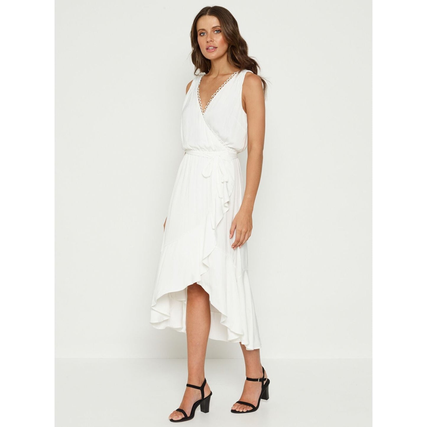 Luxe Deluxe Look Twice Cross Over Hi Lo Midi Dress - White  Luxe Deluxe Pisces Boutique