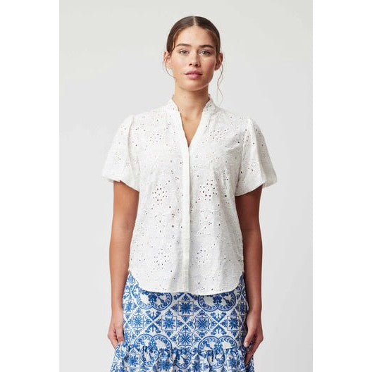 Once Was Tulum Embroided Puff Shirt - White