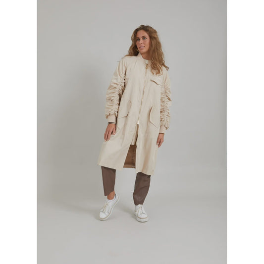 Coster Long Bomber Jacket - Cream