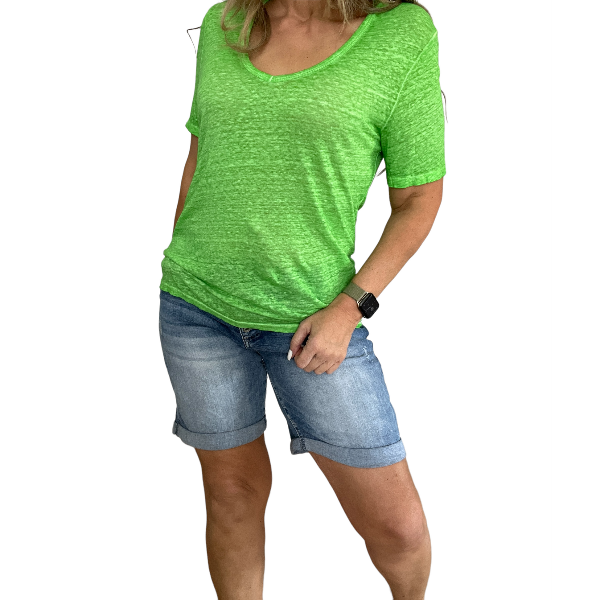 Amici V Linen Tee - Green  Amici Pisces Boutique