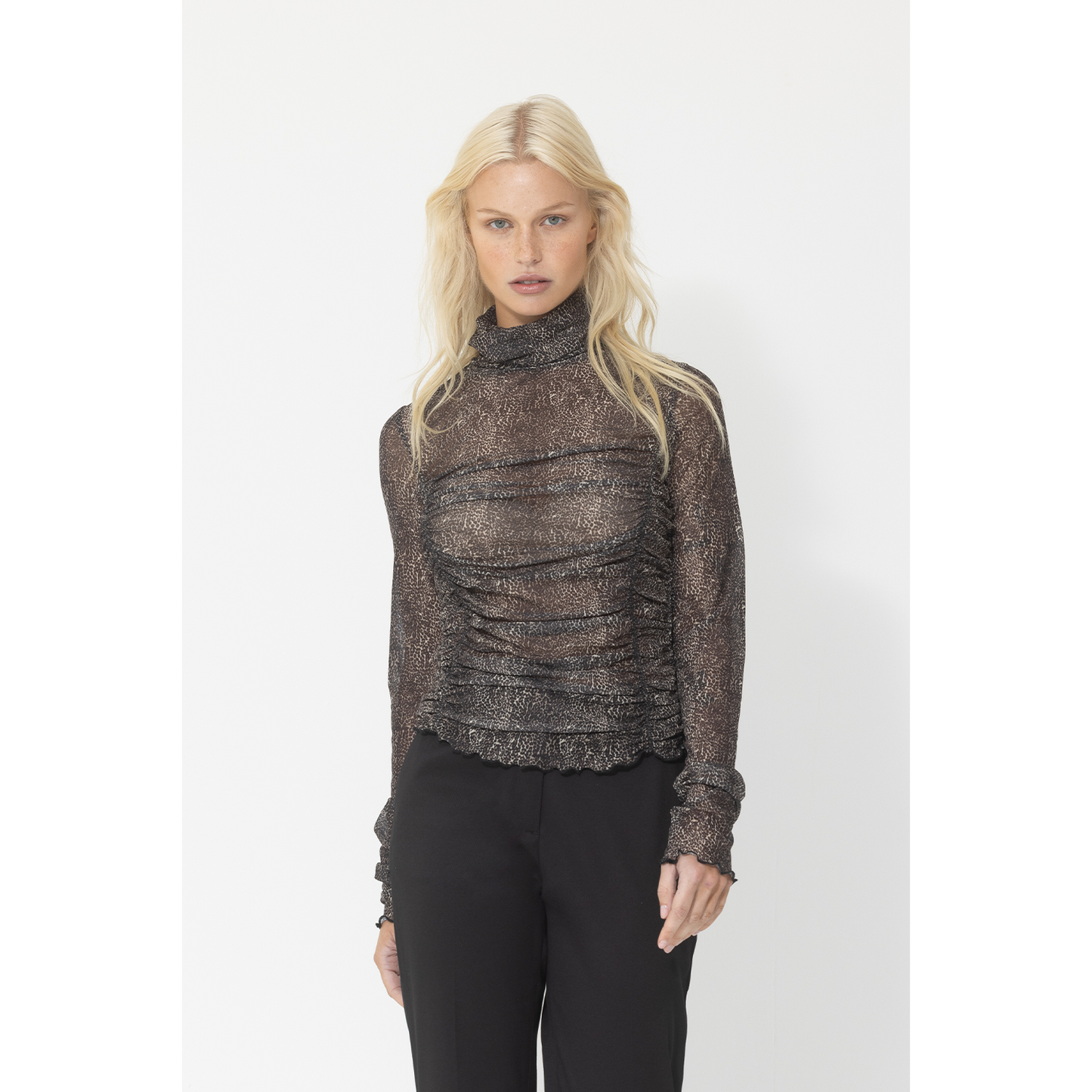 Joey Rouched Top - Baby Leopard Print