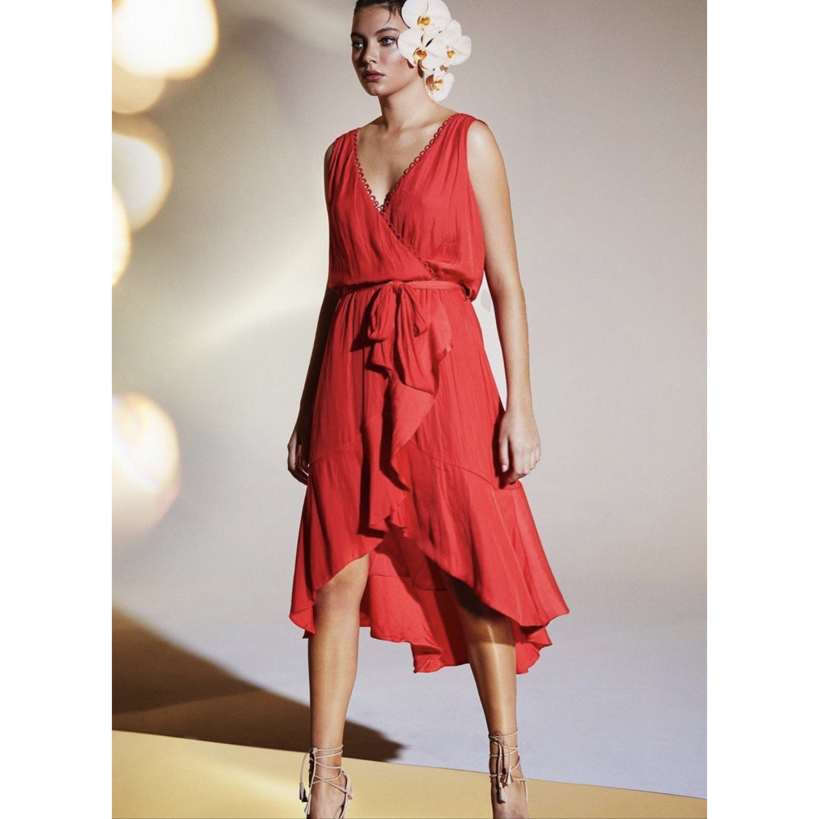 Luxe Deluxe Look Twice Cross Over Hi Lo Midi Dress - Red  Luxe Deluxe Pisces Boutique